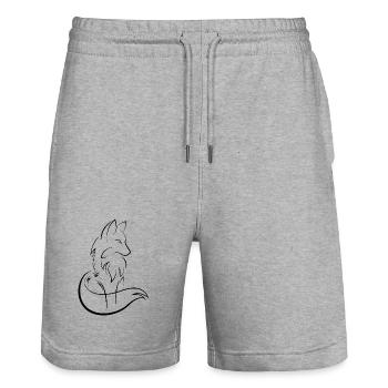 Fuchs Zeichnung Skizze Kunst Waldtiere Symbol - Stanley/Stella Unisex Bio Joggingshorts Trainer  - Grau meliert - Vorne - Nik (191cm) & Marisol (170cm)