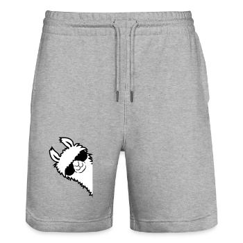 L'alpaga regarde de côté - Short de jogging bio TRAINER Stanley/Stella unisexe - gris chiné - Devant - Nik (191cm) & Marisol (170cm)