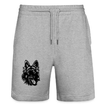 German Shepherd Head - Stanley/Stella Trainer Unisex Organic Jogging Shorts - heather grey - Front - Nik (191cm) & Marisol (170cm)