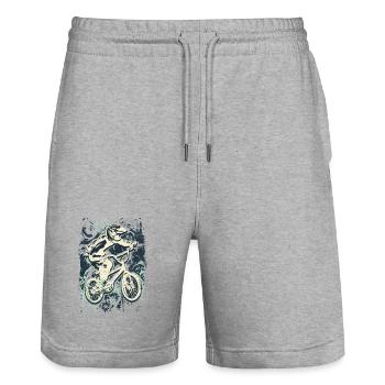 BMX Fahrrad Rennen | BMX Race | BMX | Geschenkidee - Stanley/Stella Unisex Bio Joggingshorts Trainer  - Grau meliert - Vorne - Nik (191cm) & Marisol (170cm)