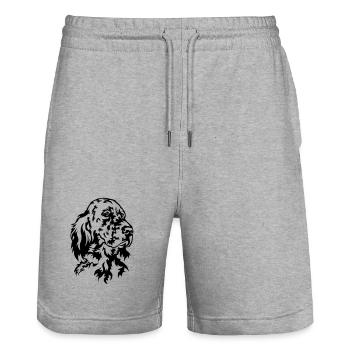 English Setter Head - Stanley/Stella Trainer Unisex Organic Jogging Shorts - heather grey - Front - Nik (191cm) & Marisol (170cm)