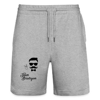 Team Bräutigam - Rock n Roll - Stanley/Stella Unisex Bio Joggingshorts Trainer  - Grau meliert - Vorne - Nik (191cm) & Marisol (170cm)