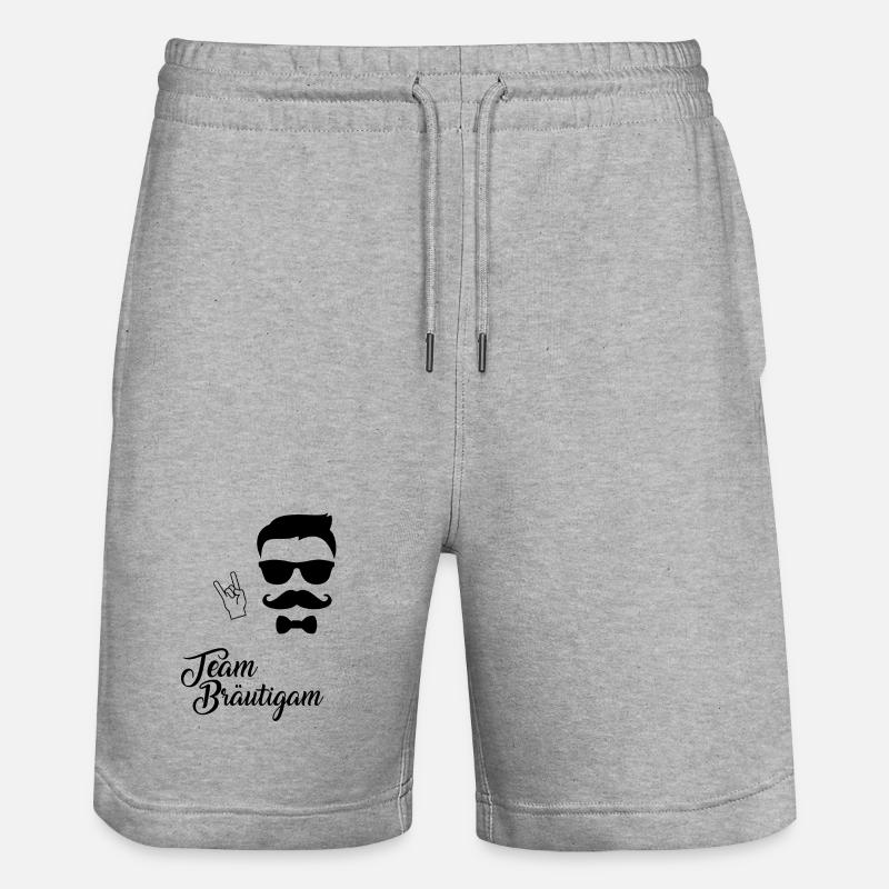 Team Bräutigam - Rock n Roll - Stanley/Stella Unisex Bio Joggingshorts Trainer  - Grau meliert