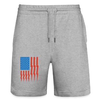 Amerikanischer Elektriker - Stanley/Stella Unisex Bio Joggingshorts Trainer  - Grau meliert - Vorne - Nik (191cm) & Marisol (170cm)