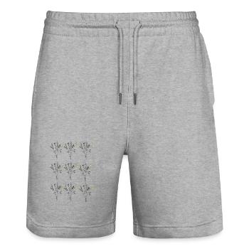 flower meadows pattern - Stanley/Stella Trainer Unisex Organic Jogging Shorts - heather grey - Front - Nik (191cm) & Marisol (170cm)