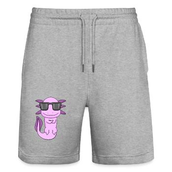 Axolotl avec lunettes de soleil - Short de jogging bio TRAINER Stanley/Stella unisexe - gris chiné - Devant - Nik (191cm) & Marisol (170cm)