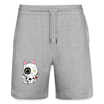 Smoking cat - Stanley/Stella Trainer Unisex Organic Jogging Shorts - heather grey - Front - Nik (191cm) & Marisol (170cm)