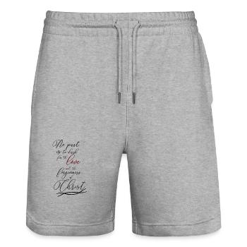 no past to dark for the love of christ - Stanley/Stella Trainer Unisex Organic Jogging Shorts - heather grey - Front - Nik (191cm) & Marisol (170cm)