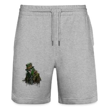 Zombie Leprechaun avec chapeau haut de forme - Short de jogging bio TRAINER Stanley/Stella unisexe - gris chiné - Devant - Nik (191cm) & Marisol (170cm)