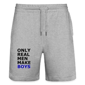 Les vrais hommes font des garçons - Short de jogging bio TRAINER Stanley/Stella unisexe - gris chiné - Devant - Nik (191cm) & Marisol (170cm)