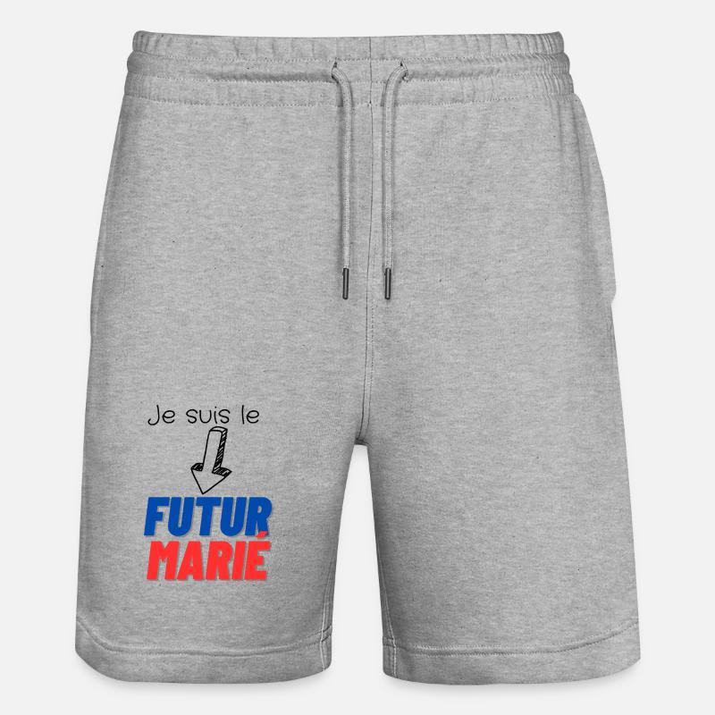 EVG futur marié. Enterrement vie célibataire - Short de jogging bio TRAINER Stanley/Stella unisexe - gris chiné