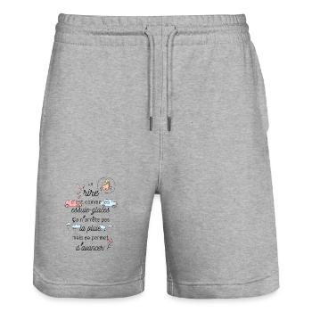 Le rire c'est comme les essuie-glaces - Short de jogging bio TRAINER Stanley/Stella unisexe - gris chiné - Devant - Nik (191cm) & Marisol (170cm)