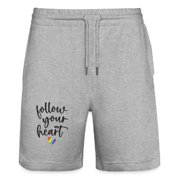 Pride Month - Folge deinem Herzen - Stanley/Stella Unisex Bio Joggingshorts Trainer  - Grau meliert - Vorne - Nik (191cm) & Marisol (170cm)