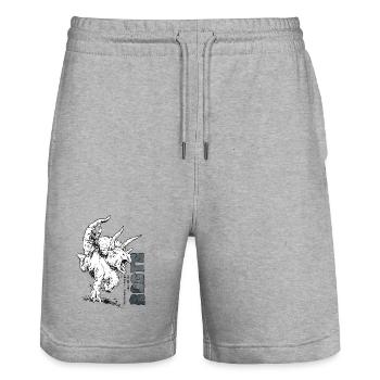 Dinosaure Rodéo Roots - Short de jogging bio TRAINER Stanley/Stella unisexe - gris chiné - Devant - Nik (191cm) & Marisol (170cm)