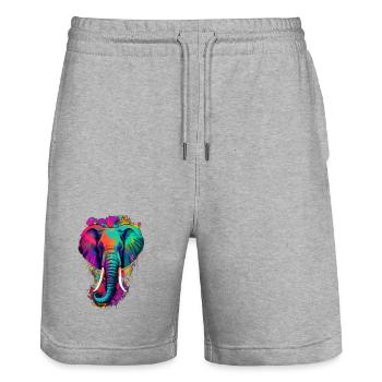 Elefant - Stanley/Stella Unisex Bio Joggingshorts Trainer  - Grau meliert - Vorne - Nik (191cm) & Marisol (170cm)