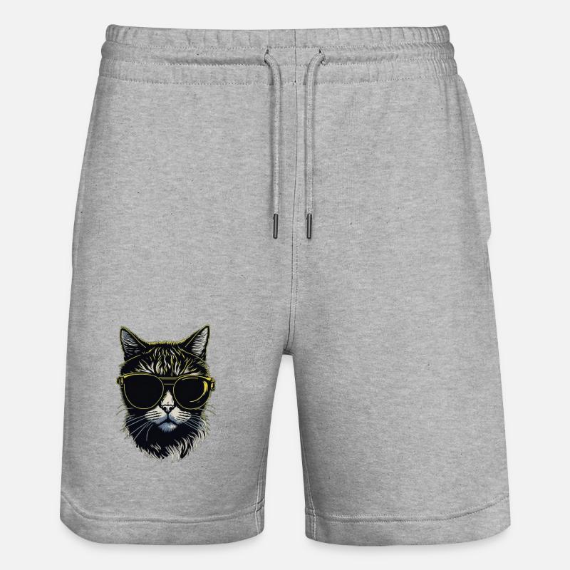 Chat avec lunettes - Short de jogging bio TRAINER Stanley/Stella unisexe - gris chiné
