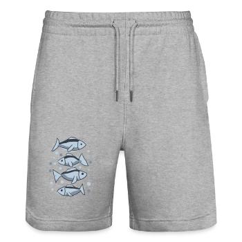 Fische - Stanley/Stella Unisex Bio Joggingshorts Trainer  - Grau meliert - Vorne - Nik (191cm) & Marisol (170cm)
