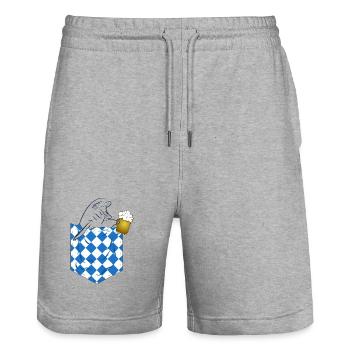 Dauphin dans Kirtag Pocket avec chope de bière - Short de jogging bio TRAINER Stanley/Stella unisexe - gris chiné - Devant - Nik (191cm) & Marisol (170cm)