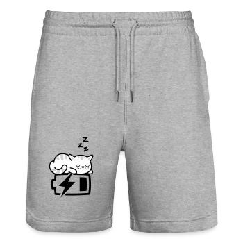 Sleepy Kitty (Color Changeable - 3 colors) - Stanley/Stella Trainer Unisex Organic Jogging Shorts - heather grey - Front - Nik (191cm) & Marisol (170cm)
