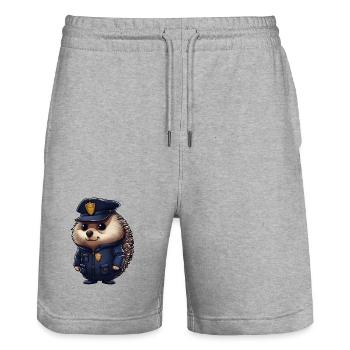 Igel Polizei - Stanley/Stella Unisex Bio Joggingshorts Trainer  - Grau meliert - Vorne - Nik (191cm) & Marisol (170cm)