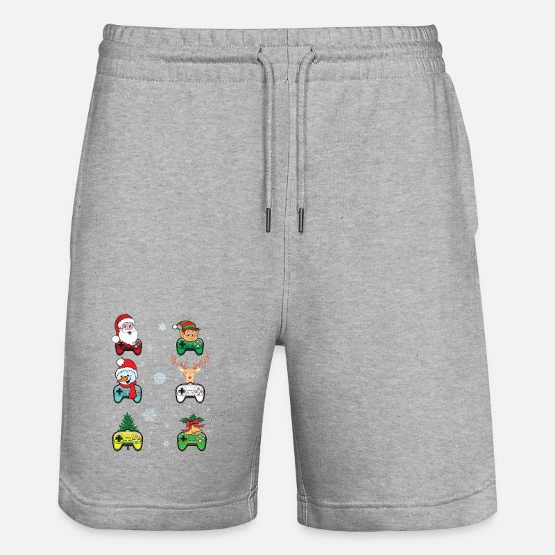 Festive Gaming Characters with Christmas Elements - Stanley/Stella Trainer Unisex Organic Jogging Shorts - heather grey
