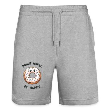 Donat Worry - be happy - Stanley/Stella Unisex Bio Joggingshorts Trainer  - Grau meliert - Vorne - Nik (191cm) & Marisol (170cm)
