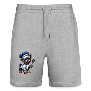 Yorkshire terrier cook - Stanley/Stella Trainer Unisex Organic Jogging Shorts - heather grey - Front - Nik (191cm) & Marisol (170cm)