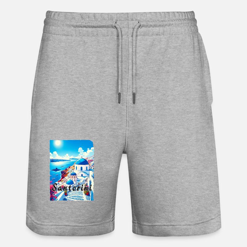 Grèce, souvenirs, vacances, Santorin - Short de jogging bio TRAINER Stanley/Stella unisexe - gris chiné