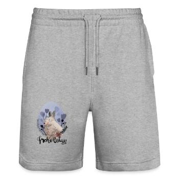 Easter Bunny Illustration Happy Easter - Stanley/Stella Trainer Unisex Organic Jogging Shorts - heather grey - Front - Nik (191cm) & Marisol (170cm)