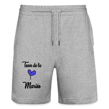 ZUKÜNFTIGE BRAUT. Junggesellinnenabschied. HOCHZEIT. MANNSCHAFT. TEAM BRIDAL - Stanley/Stella Unisex Bio Joggingshorts Trainer  - Grau meliert - Vorne - Nik (191cm) & Marisol (170cm)