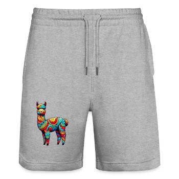 Alpaca - Stanley/Stella Trainer Unisex Organic Jogging Shorts - heather grey - Front - Nik (191cm) & Marisol (170cm)