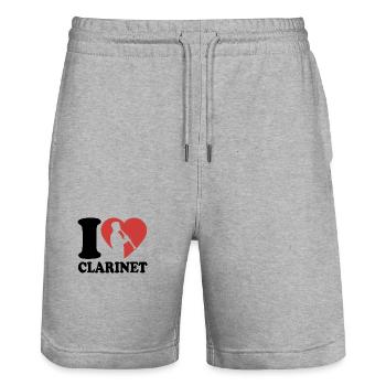 I Love Clarinet - Musician - Clarinetist - Stanley/Stella Trainer Unisex Organic Jogging Shorts - heather grey - Front - Nik (191cm) & Marisol (170cm)