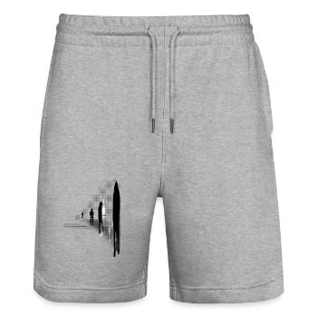 Silent silhouettes - Stanley/Stella Trainer Unisex Organic Jogging Shorts - heather grey - Front - Nik (191cm) & Marisol (170cm)