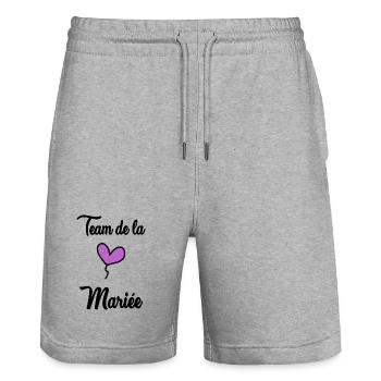 MARIEE. FUTURE MARIEE. EVJF. TEAM. TEAM MARIEE - Short de jogging bio TRAINER Stanley/Stella unisexe - gris chiné - Devant - Nik (191cm) & Marisol (170cm)