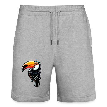 Toucan - Stanley/Stella Trainer Unisex Organic Jogging Shorts - heather grey - Front - Nik (191cm) & Marisol (170cm)