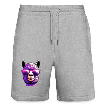 Alpaka mit Sonnenbrille - Stanley/Stella Unisex Bio Joggingshorts Trainer  - Grau meliert - Vorne - Nik (191cm) & Marisol (170cm)