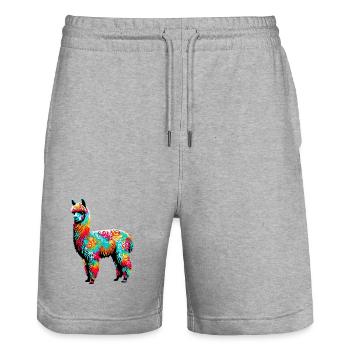 Alpaga - Short de jogging bio TRAINER Stanley/Stella unisexe - gris chiné - Devant - Nik (191cm) & Marisol (170cm)
