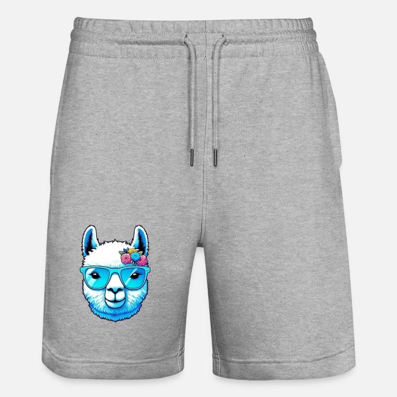 Alpaga avec lunettes de soleil - Short de jogging bio TRAINER Stanley/Stella unisexe - gris chiné