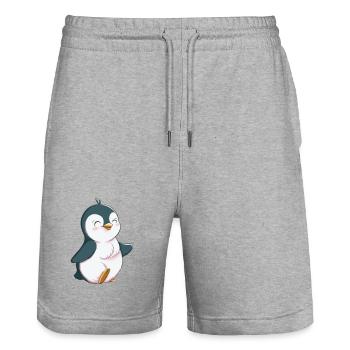 Pingouin mignon - Short de jogging bio TRAINER Stanley/Stella unisexe - gris chiné - Devant - Nik (191cm) & Marisol (170cm)