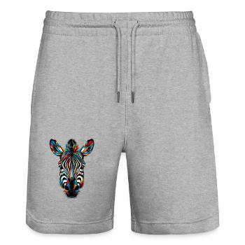 Zèbre - Short de jogging bio TRAINER Stanley/Stella unisexe - gris chiné - Devant - Nik (191cm) & Marisol (170cm)