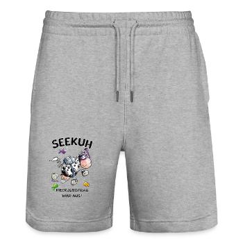 Seekuh Taucher Kuh Meerjungfrau Schwimmen - Stanley/Stella Unisex Bio Joggingshorts Trainer  - Grau meliert - Vorne - Nik (191cm) & Marisol (170cm)