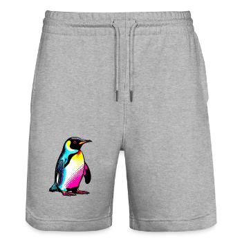 Pingouin - Short de jogging bio TRAINER Stanley/Stella unisexe - gris chiné - Devant - Nik (191cm) & Marisol (170cm)