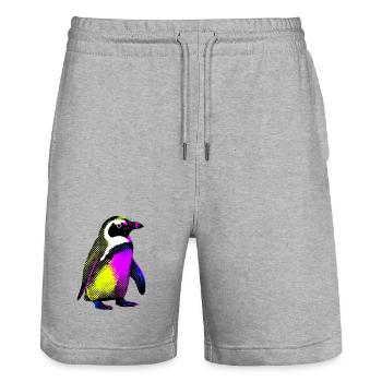 Penguin - Stanley/Stella Trainer Unisex Organic Jogging Shorts - heather grey - Front - Nik (191cm) & Marisol (170cm)