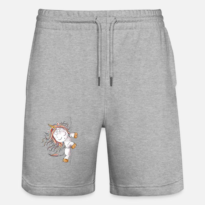 Drolliges Regenbogen Einhorn Fantasy - Stanley/Stella Unisex Bio Joggingshorts Trainer - Grau meliert