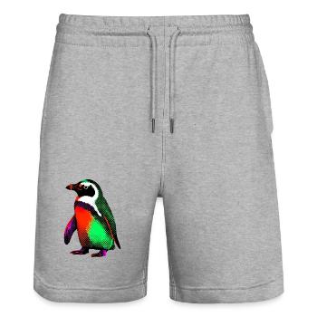 Penguin - Stanley/Stella Trainer Unisex Organic Jogging Shorts - heather grey - Front - Nik (191cm) & Marisol (170cm)