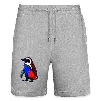 Penguin - Stanley/Stella Trainer Unisex Organic Jogging Shorts - heather grey - Front - Nik (191cm) & Marisol (170cm)