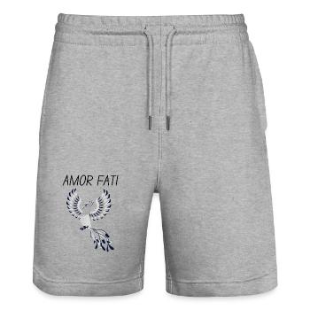Amor Fati - Short de jogging bio TRAINER Stanley/Stella unisexe - gris chiné - Devant - Nik (191cm) & Marisol (170cm)
