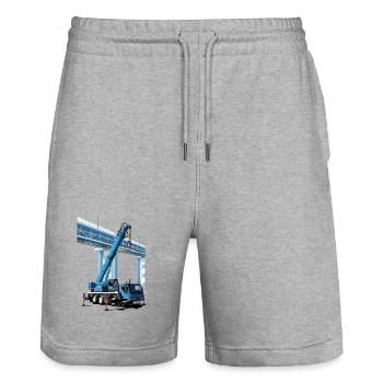 Mobile crane assembles bridge sections - Stanley/Stella Trainer Unisex Organic Jogging Shorts - heather grey - Front - Nik (191cm) & Marisol (170cm)