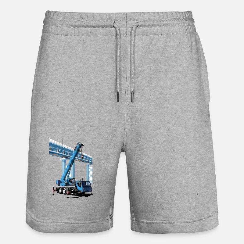 Mobile crane assembles bridge sections - Stanley/Stella Trainer Unisex Organic Jogging Shorts - heather grey