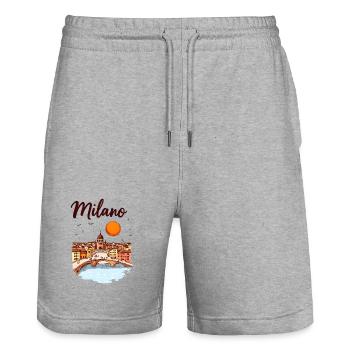 Milan Skyline – la métropole italienne de la mode et du design - Short de jogging bio TRAINER Stanley/Stella unisexe - gris chiné - Devant - Nik (191cm) & Marisol (170cm)